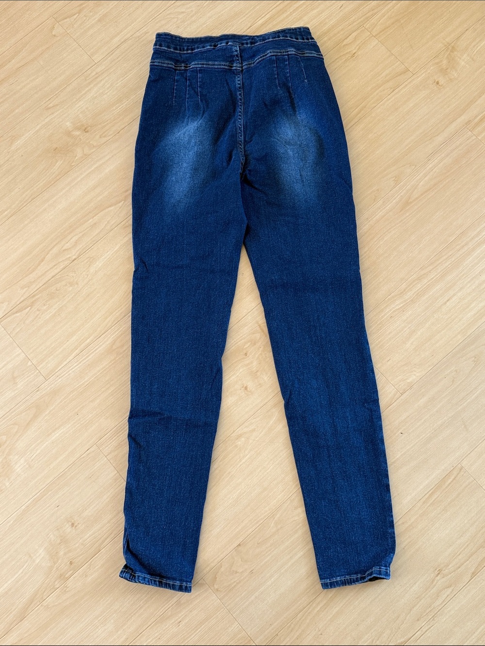 WOMENS HIGH WAIST BUTTON FRONT DARK WASH SKINNY JEANS SIZE 29 EVERYDAY STYLE - Picture 11 of 12
